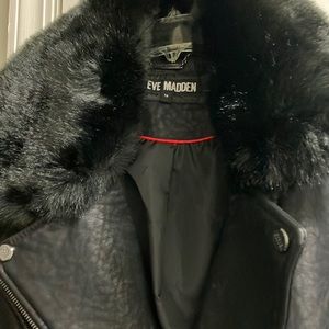Steve Madden leather coat siz 1 x really nice very warm